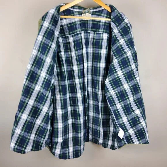 L.L. Bean Shacket Men's 2XL Green Flannel Lined Shirt Jacket Traditional Fit - Picture 4 of 8